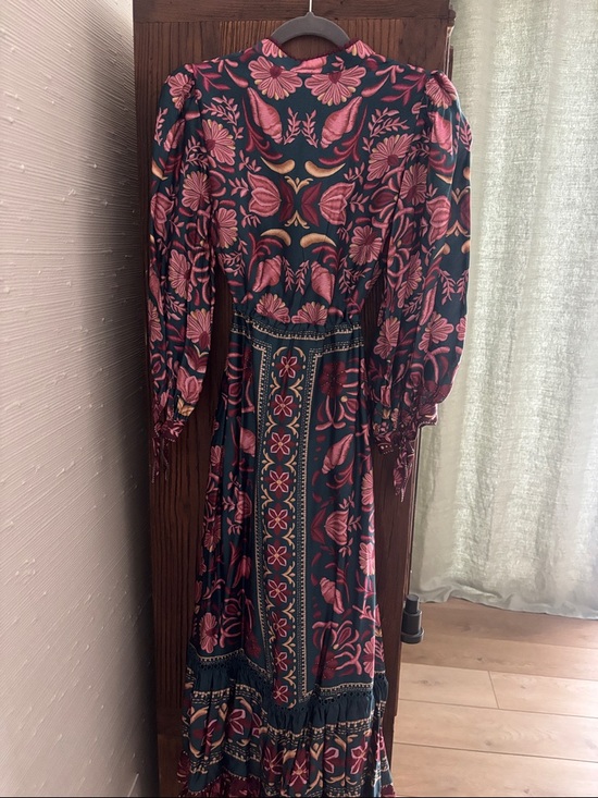 NWT FARM Rio Teal and Pink Floral Midi Dress - Picture 6 of 10